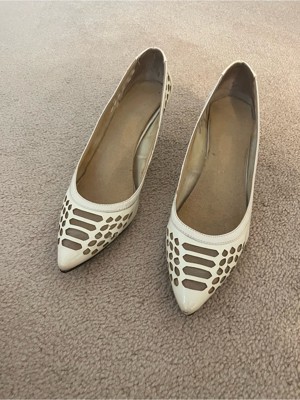 J.Renee Cream Pointed-Toe Cutout Heels